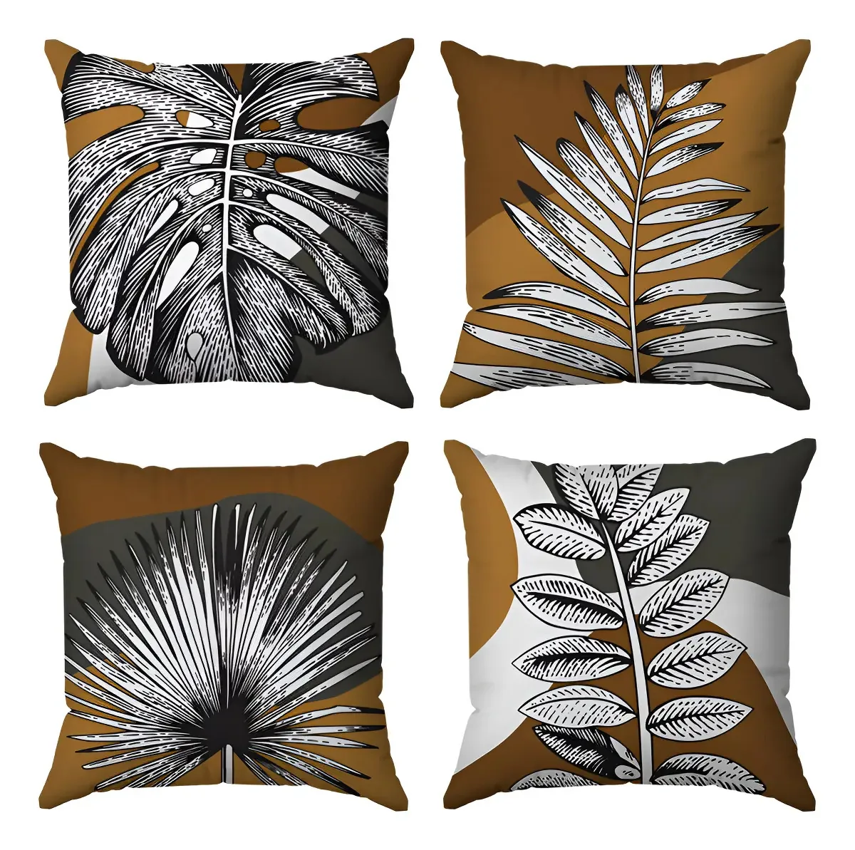 Kit Capas Almofadas Decorativas Folhas 03 45x45 - Id Decor