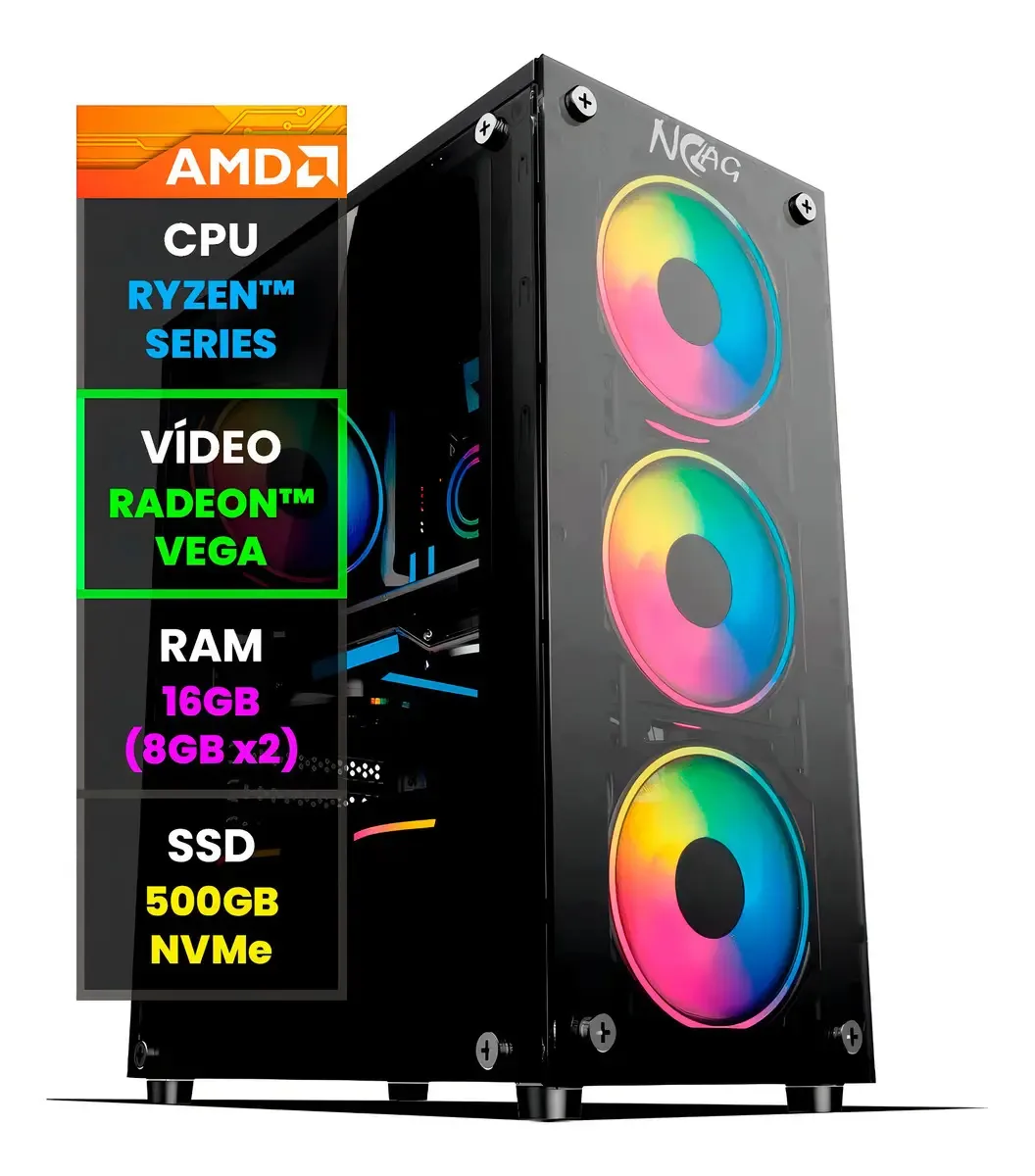 Pc Gamer Computador Ryzen / Vega / 16gb Ram / Ssd 500gb Nvme