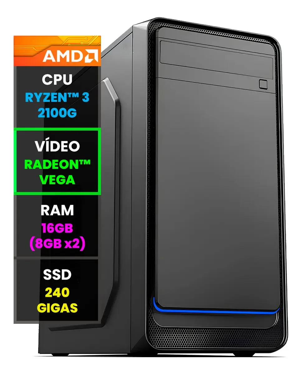 PC AMD 2100G 64 GB 240 GB Windows PRO trial