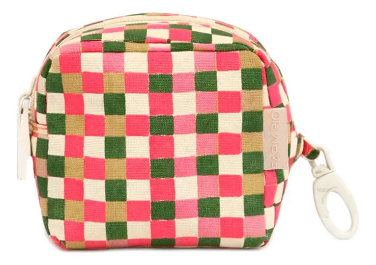 Necessaire Farm Caçula Quadriculada Verde Para Viagem e Organização Feminina