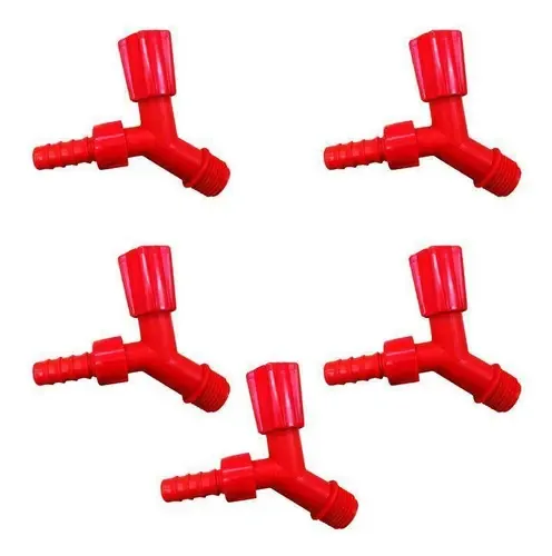 Kit 5 Torneiras Para Tanque E Jardim Bico 3/4 Vermelha