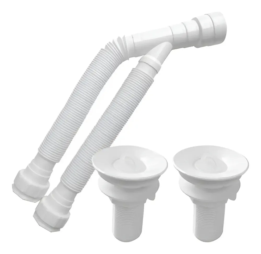 Sifão Sanfonado Duplo 80cm Branco Com Valvula