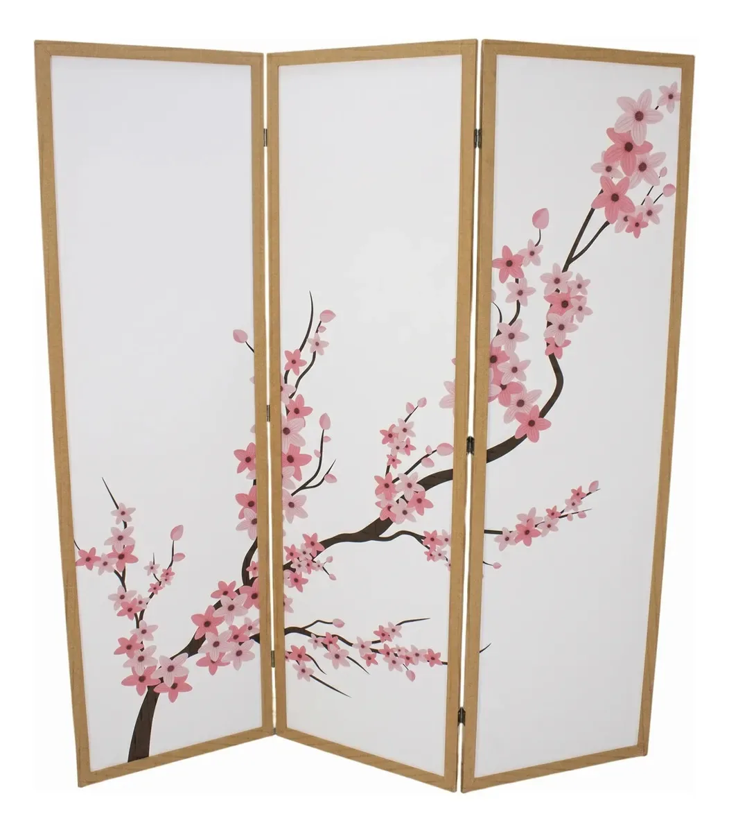 Biombo Divisória Oriental Sanfonado 3 Folhas MDF JT Home 1,75m