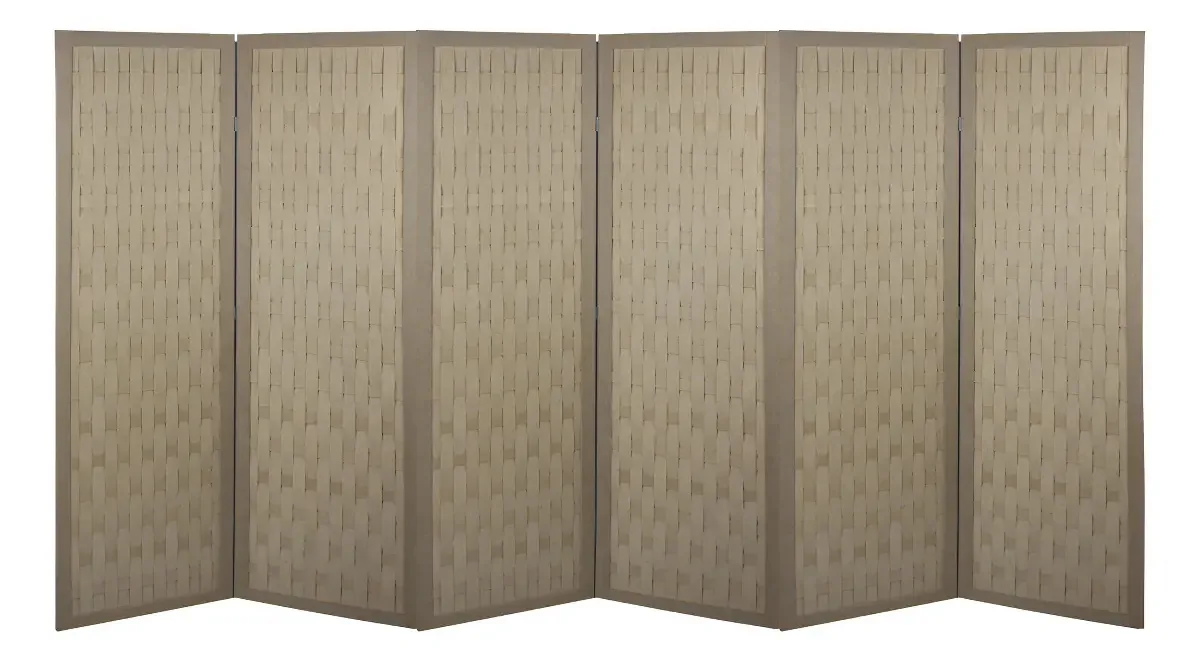 Biombo MDF 6 Painéis Sanfonado Trançado JT Home 3m Altura 1,75m