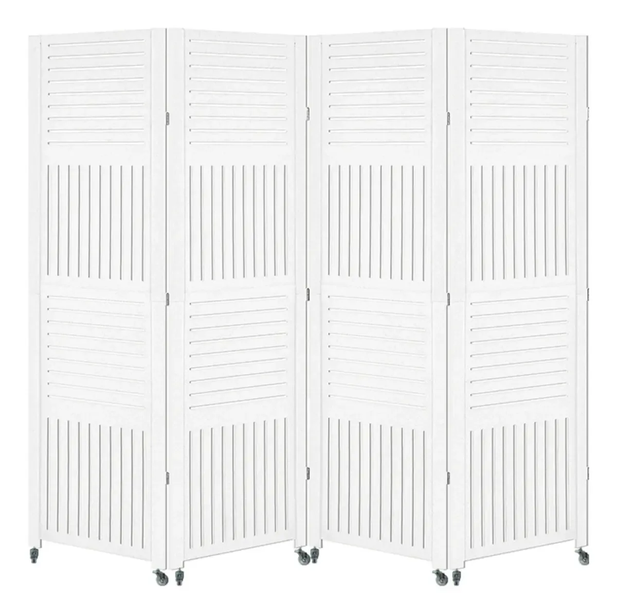4 Biombo Divisória Mdf Separador Pintado Com Rodízio Nc Cor Branco Horizontal Vertical