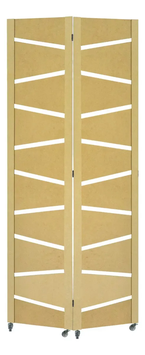 2 Biombo Slim Sanfonado Separador Ambiente Rodinha Mdf Cor Mdf Cru Trapézio