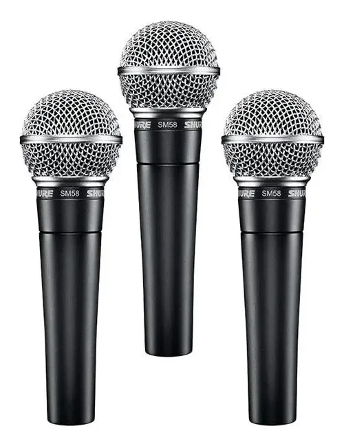 Kit 3 Microfones Dinâmico Profissional Shure Sm58-lc