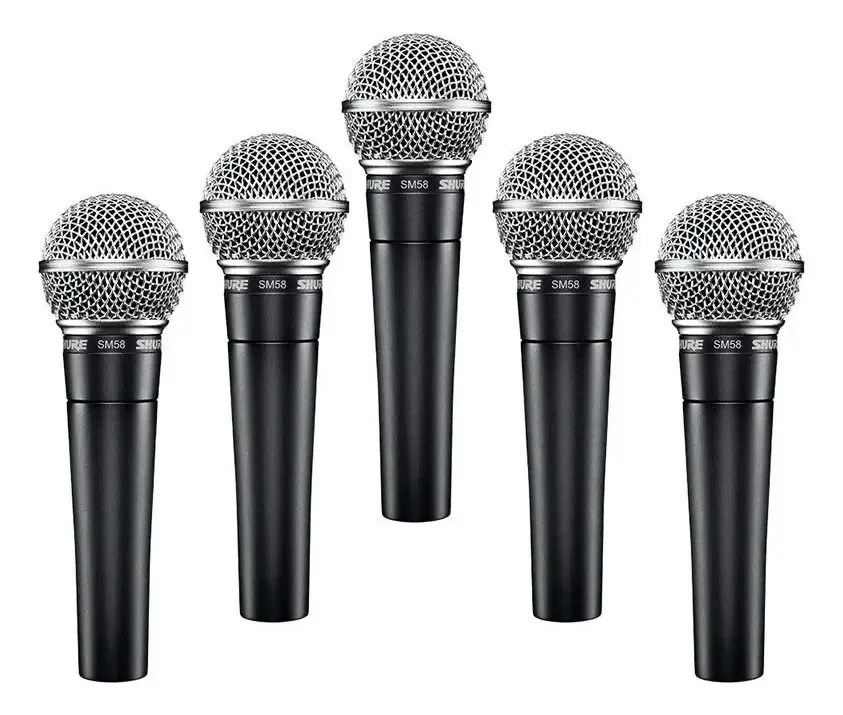 Kit 5 Microfones Dinâmico Profissional Shure Sm58-lc