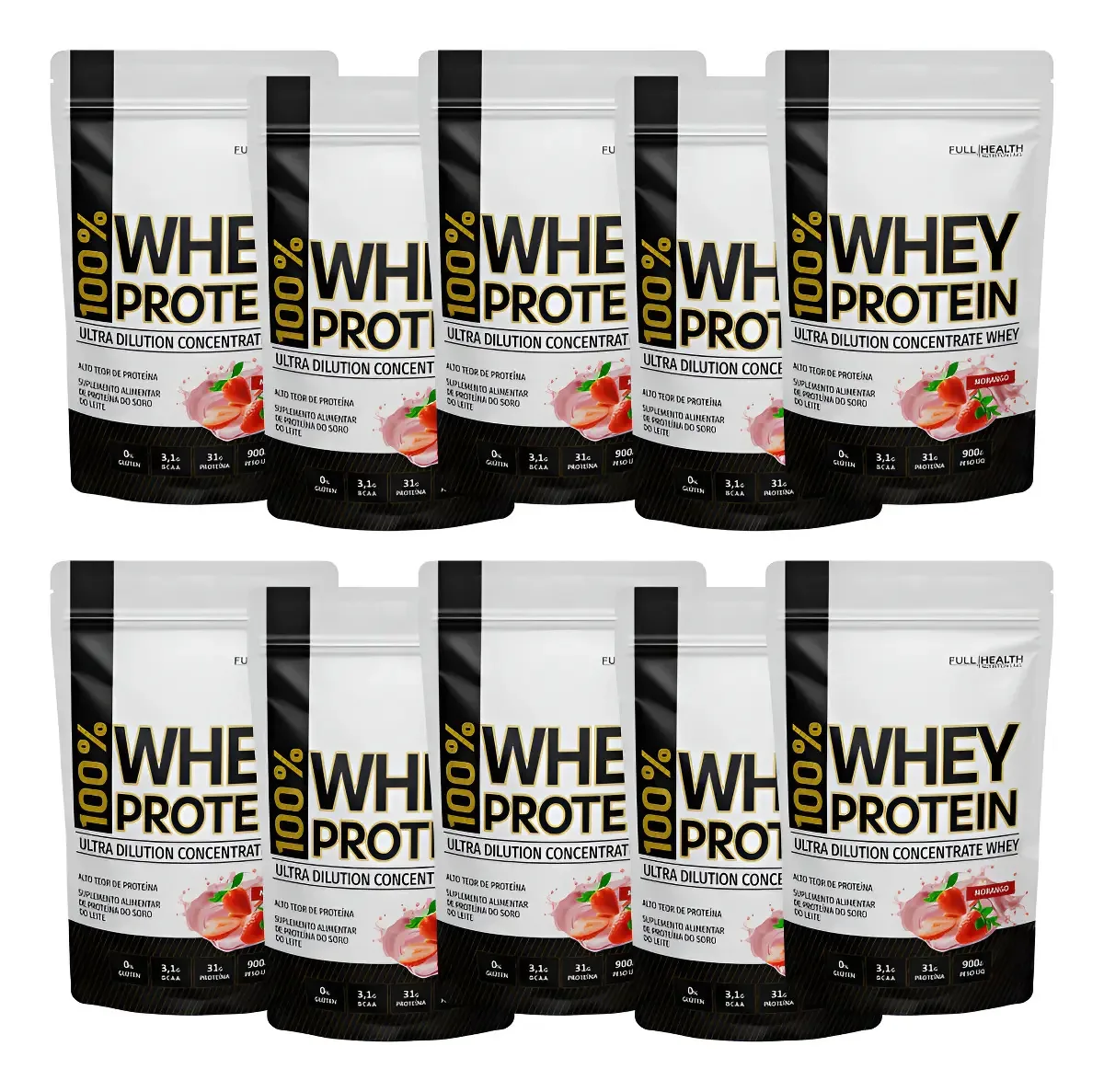 10x Whey Saboroso Full Health 900g - Imediato! Sabor Coco
