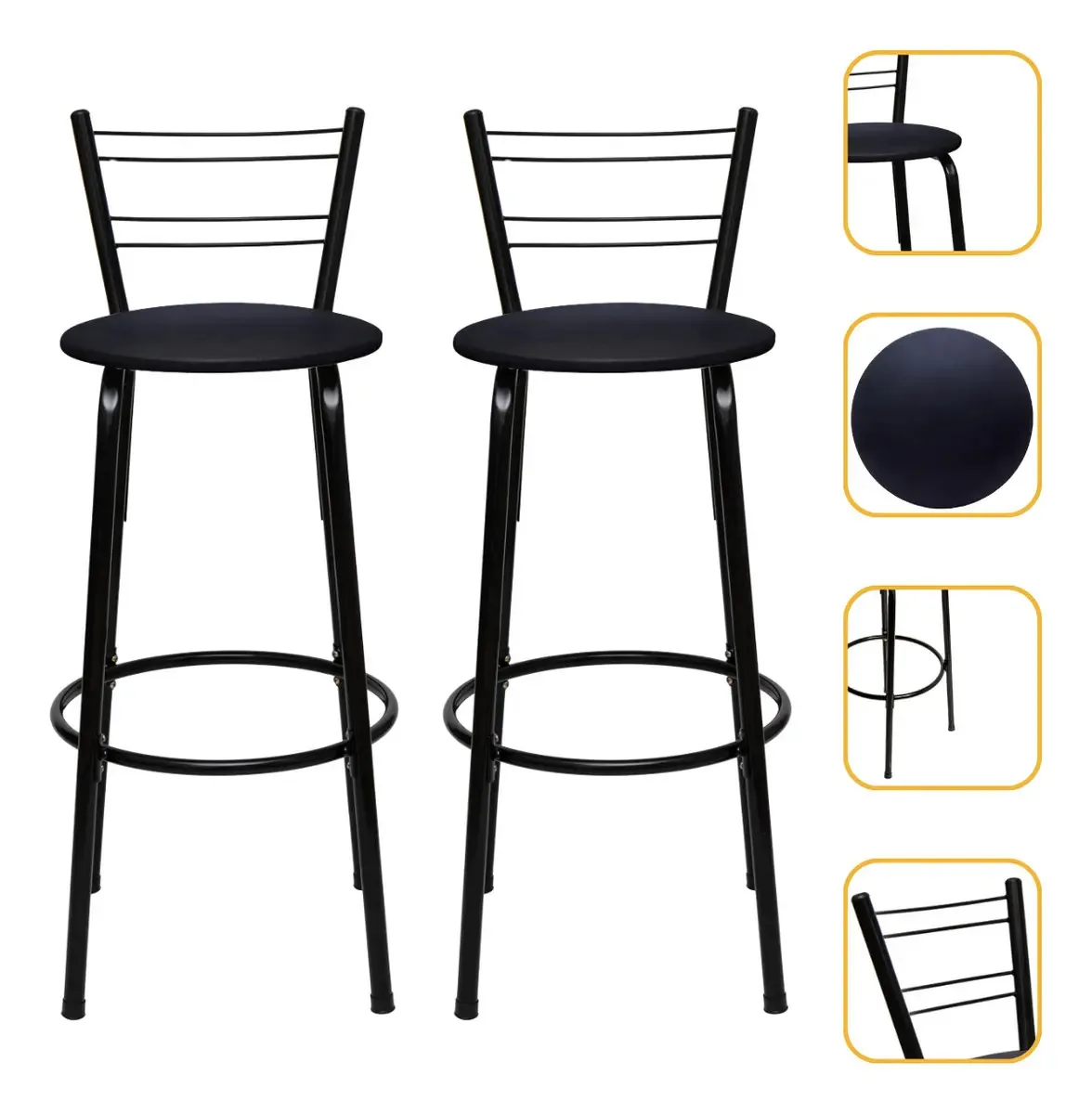 Banqueta Alta Itagold 2 Unidades Aço Sintético 90cm Acabamento Da Estrutura Estrutura Preta Cor Preto