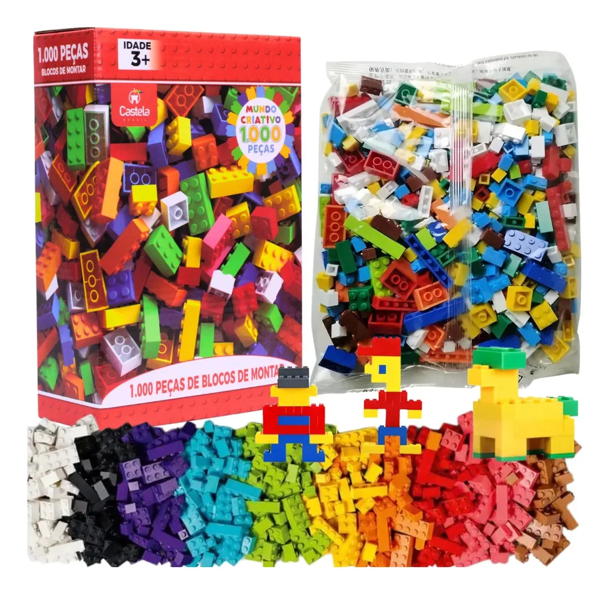 Brinquedo Blocos De Montar Infantil Educativo Castela