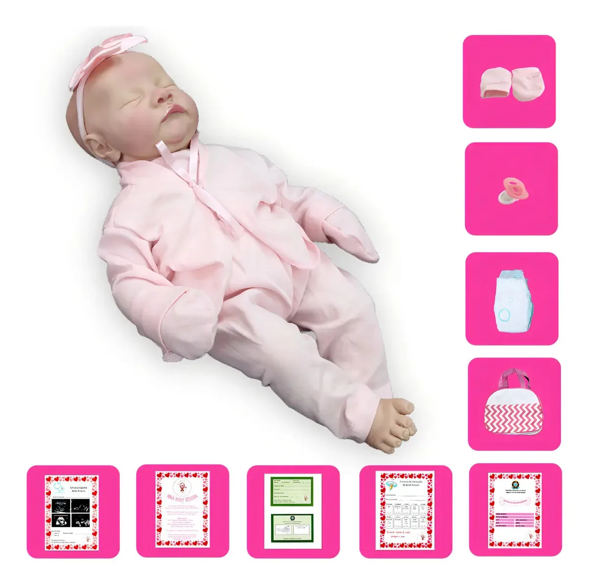 Bebê Reborn Menina Realista Cegonha Reborn Dolls Silicone 42cm