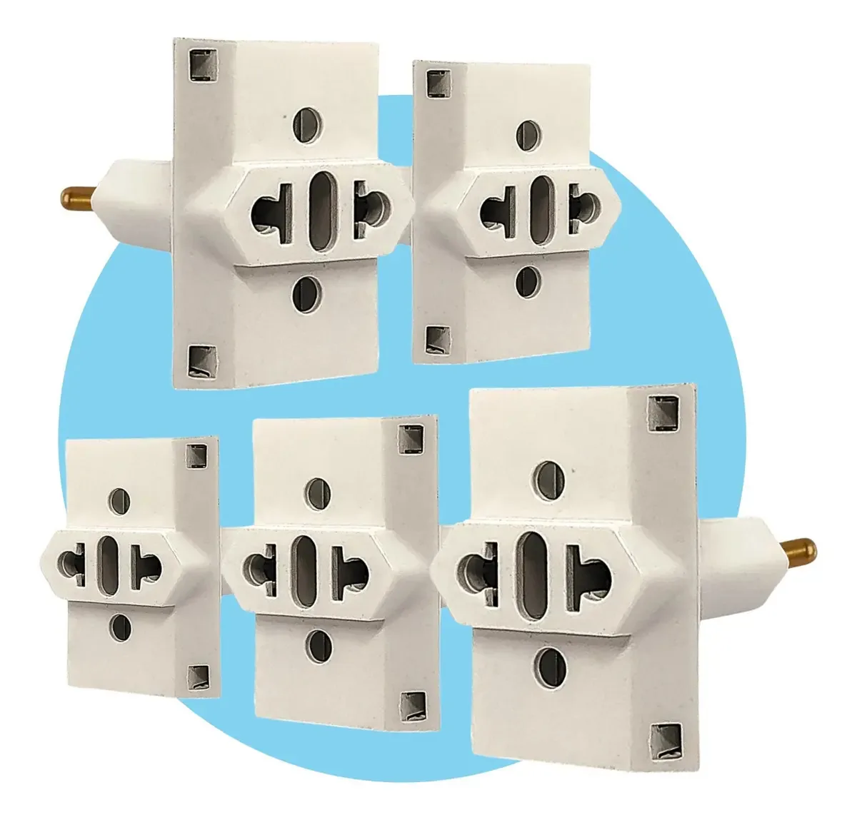Kit Com 05 Adaptadores Tomada Benjamim T 3 Entradas 10a 20a