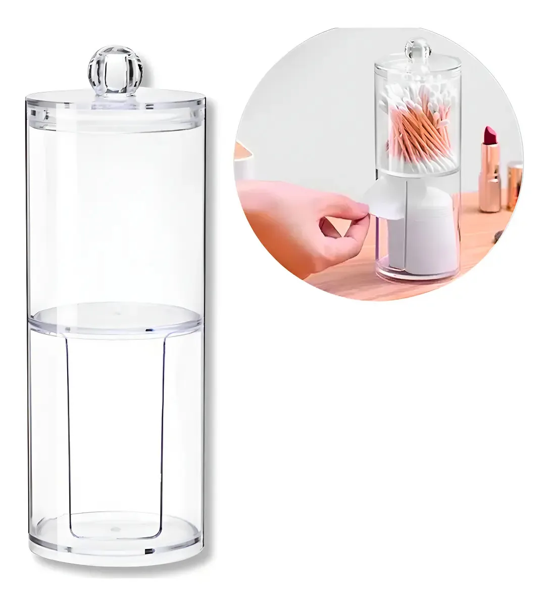 Organizador Porta-cotonetes e Algodão Cosy Acrílico Transparente