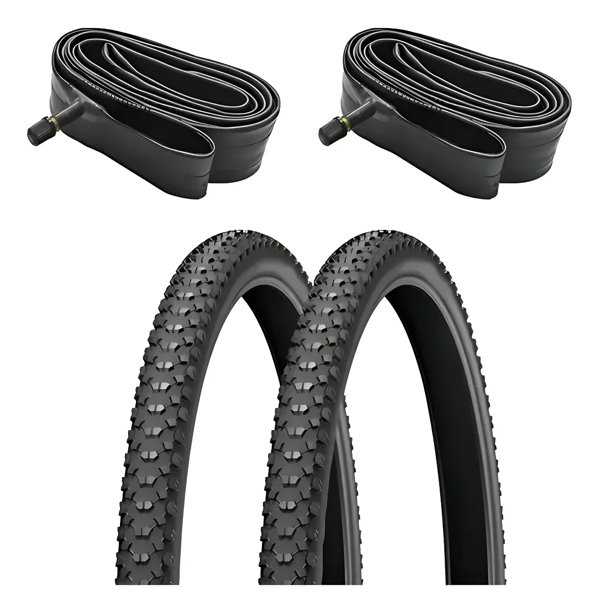 Kit 2 Pneus Aro 29 X 2.10 Com 2 Camaras Ar Mountain Bike Mtb Cor Preto