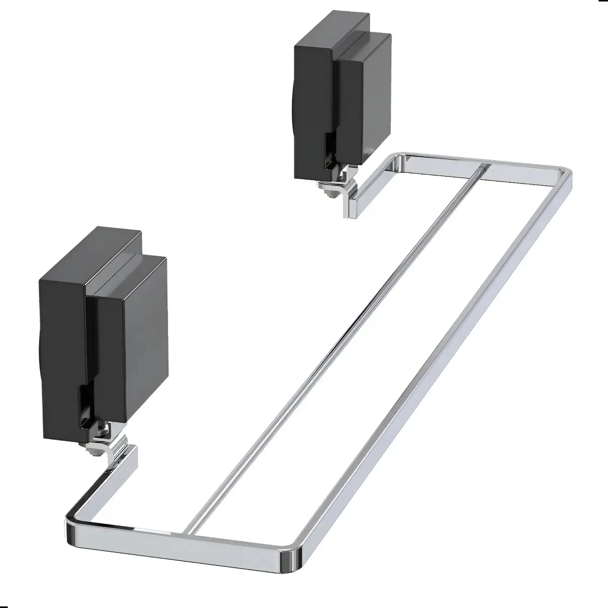Porta Toalha Banho Com Ventosa Toalheiro Duplo Cromado U.rbt