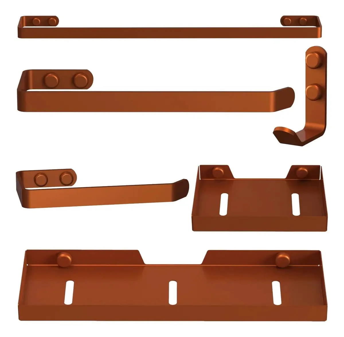 Kit Acessórios Para Banheiro 6 Peças Rose Gold Un Plus