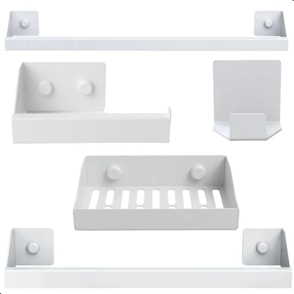 Kit Acessórios Para Banheiro Branco 5 Peças Master Slim Df
