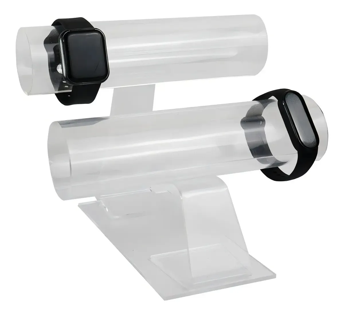 Expositor Duplo Pulseiras Relógios Plástico Branco LM Balcoes Transparente