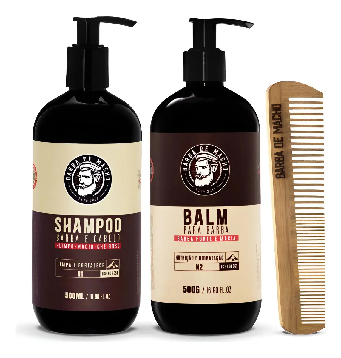 Kit Balm E Shampoo 2 Em 1 Barba Cabelo 500ml Barba De Macho