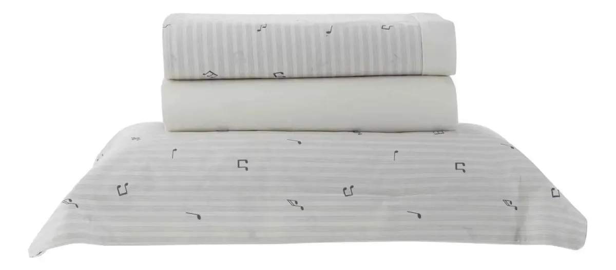 Jogo Cama Casal Vintage Partitura Kacyumara