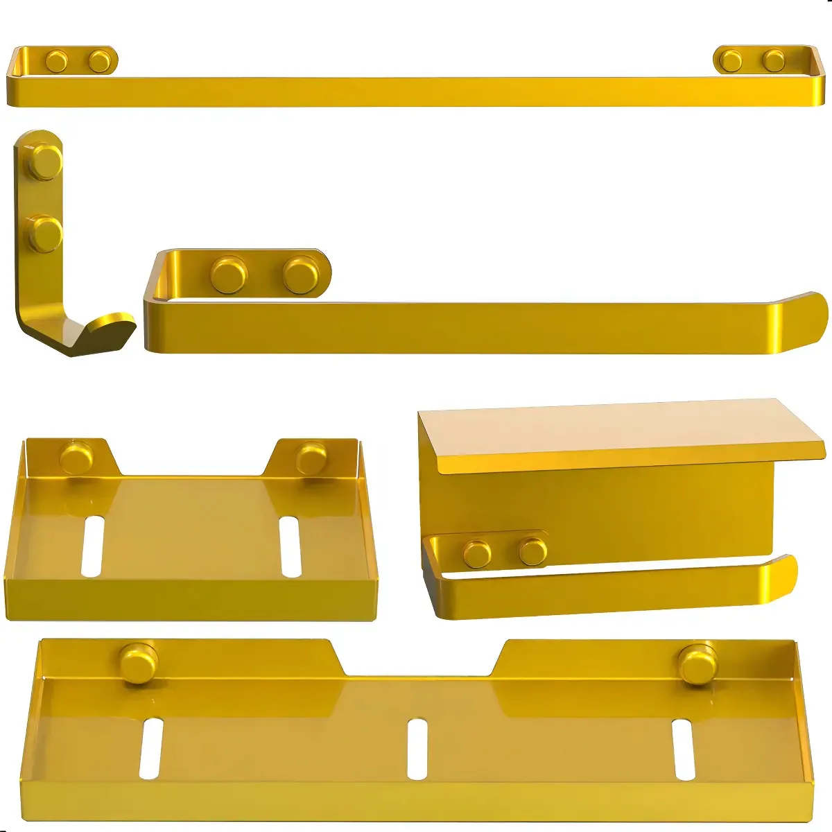 Kit Acessórios Para Banheiro 6 Peças Dourado Fs Max