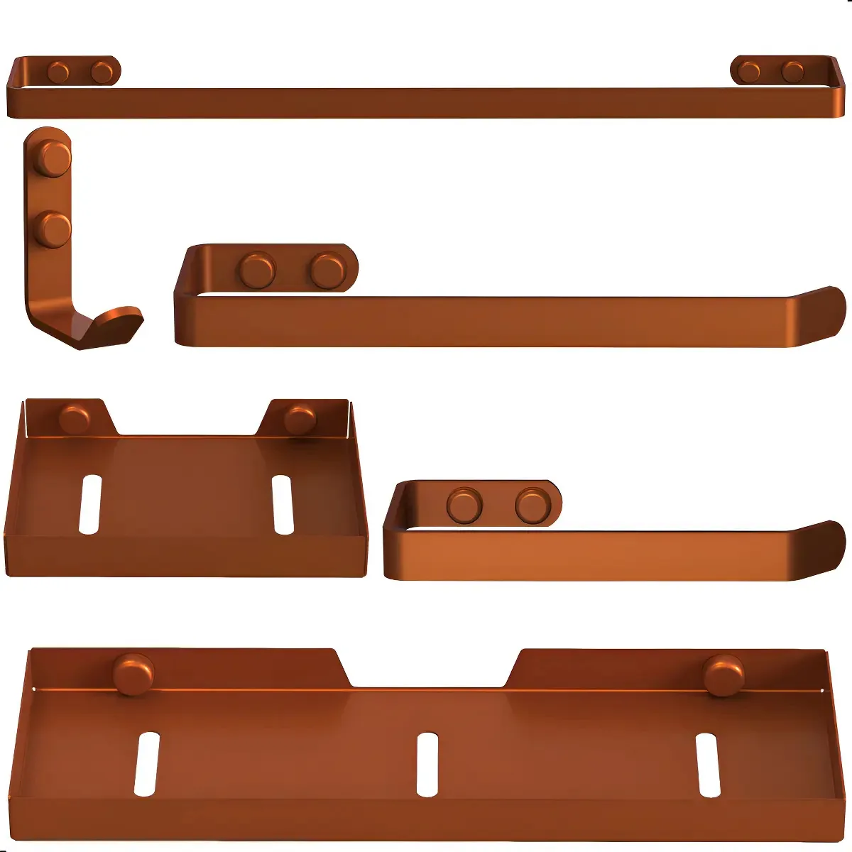 Kit Acessórios Para Banheiro 6 Peças Rose Gold Fs Plus