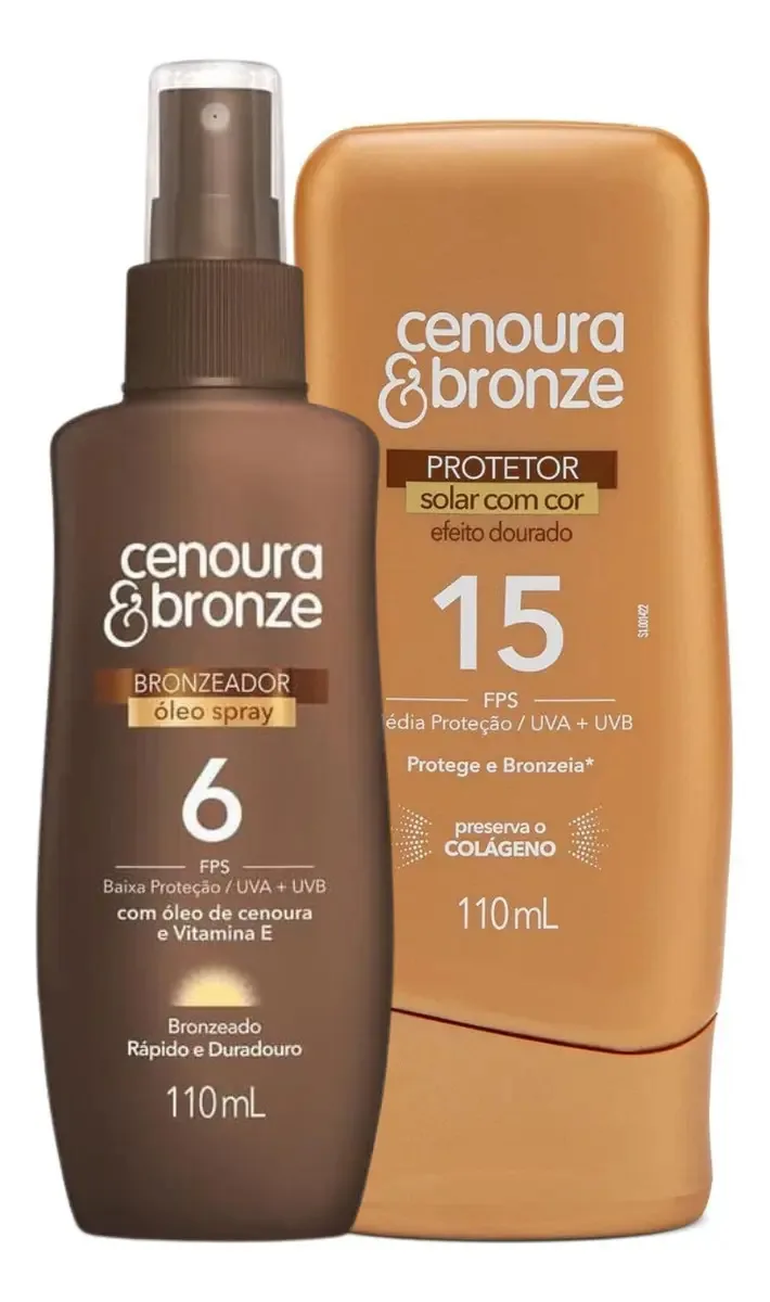 Kit Óleo Bronzeador Cenoura&bronze + Protetor Solar