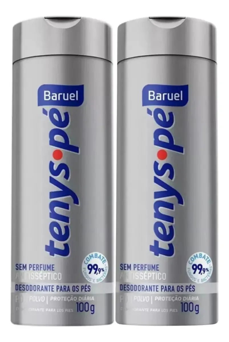 Kit 2 Tenys Pé Talco Antisséptico Sem Perfume 100g