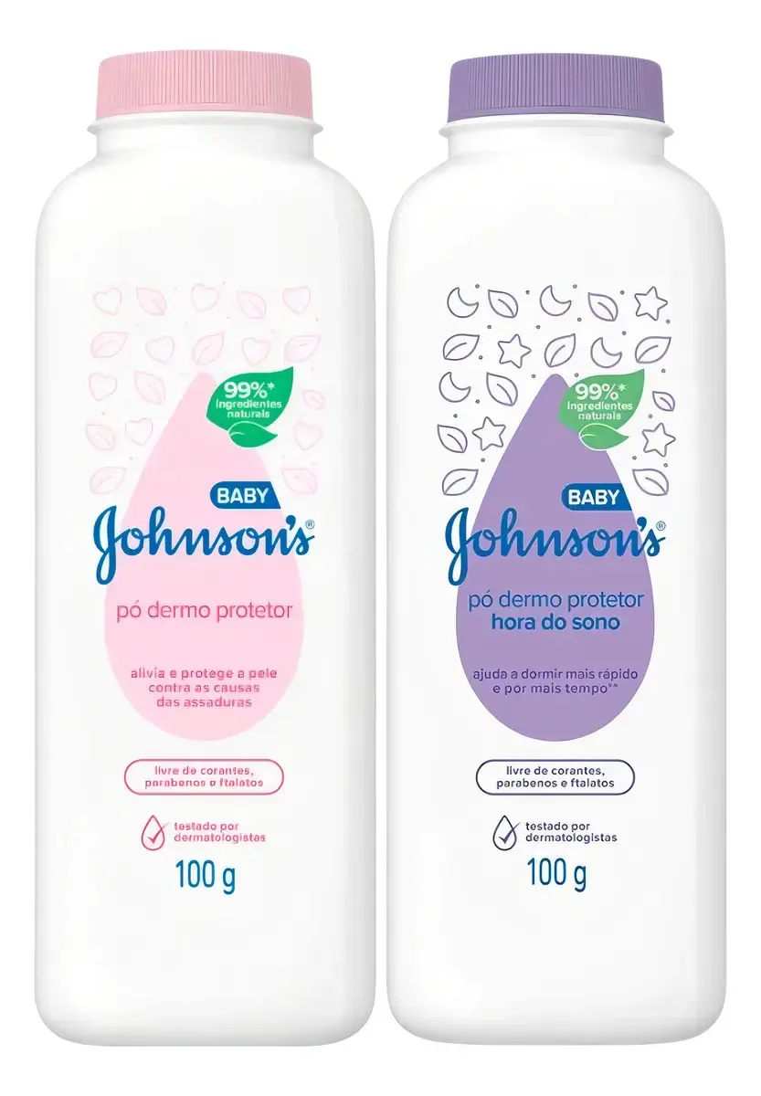 Kit 2 Talco Pó Johnsons Dermo Protetor + Hora Do 100g