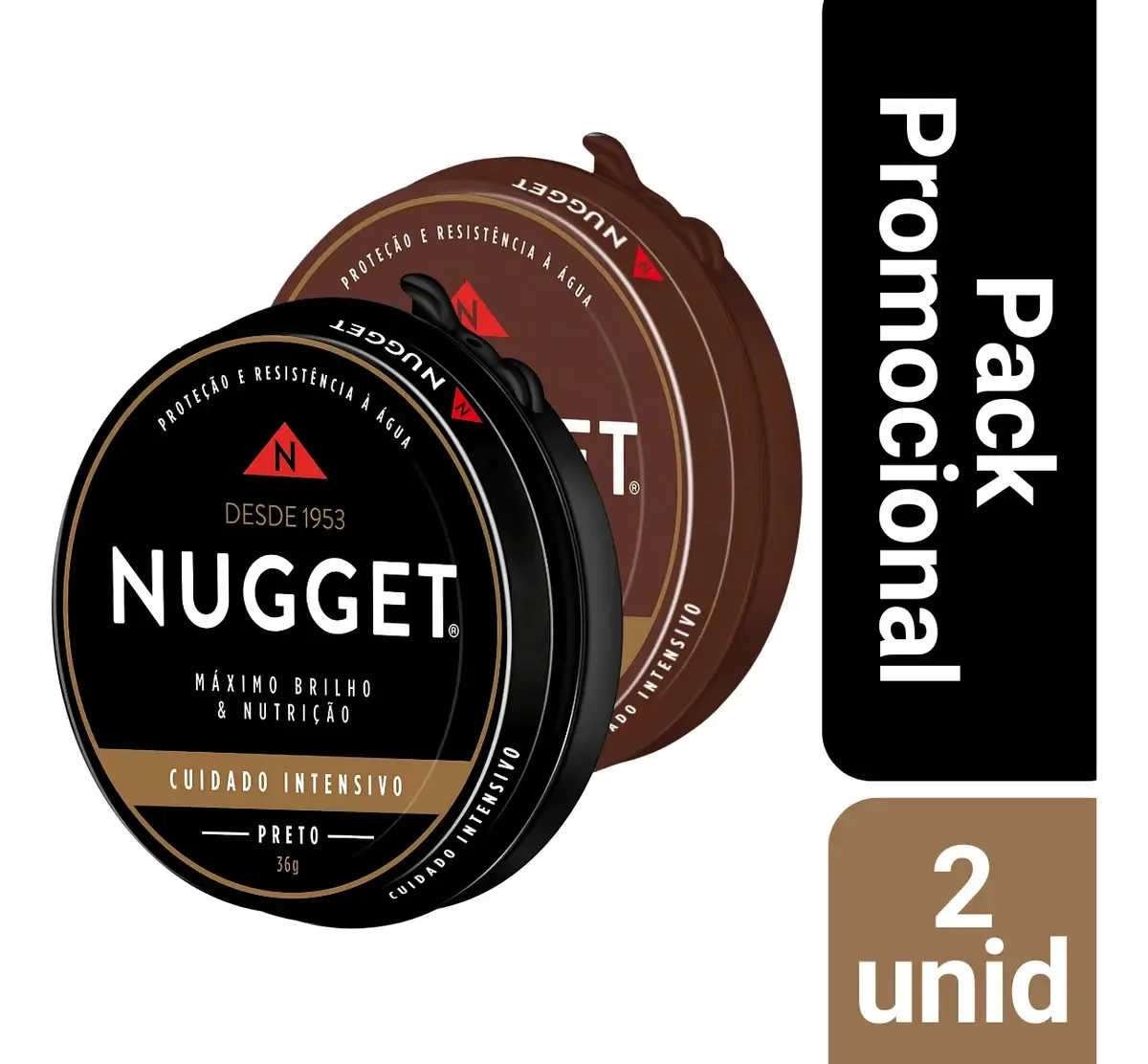 Kit 2 Polidor De Sapato Cera Pasta Nugget Preto E Marrom 36g