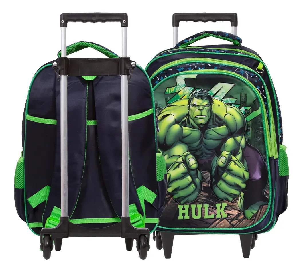 Kit Bolsa Escolar Infantil Carrinho Incrível Hulk Passeio