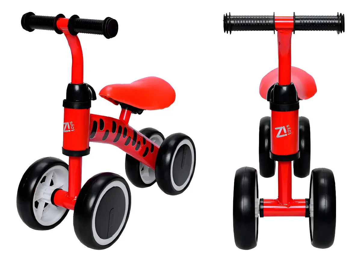 Andador Infantil Vermelho Quadriciclo Passeio Ajusta Altura