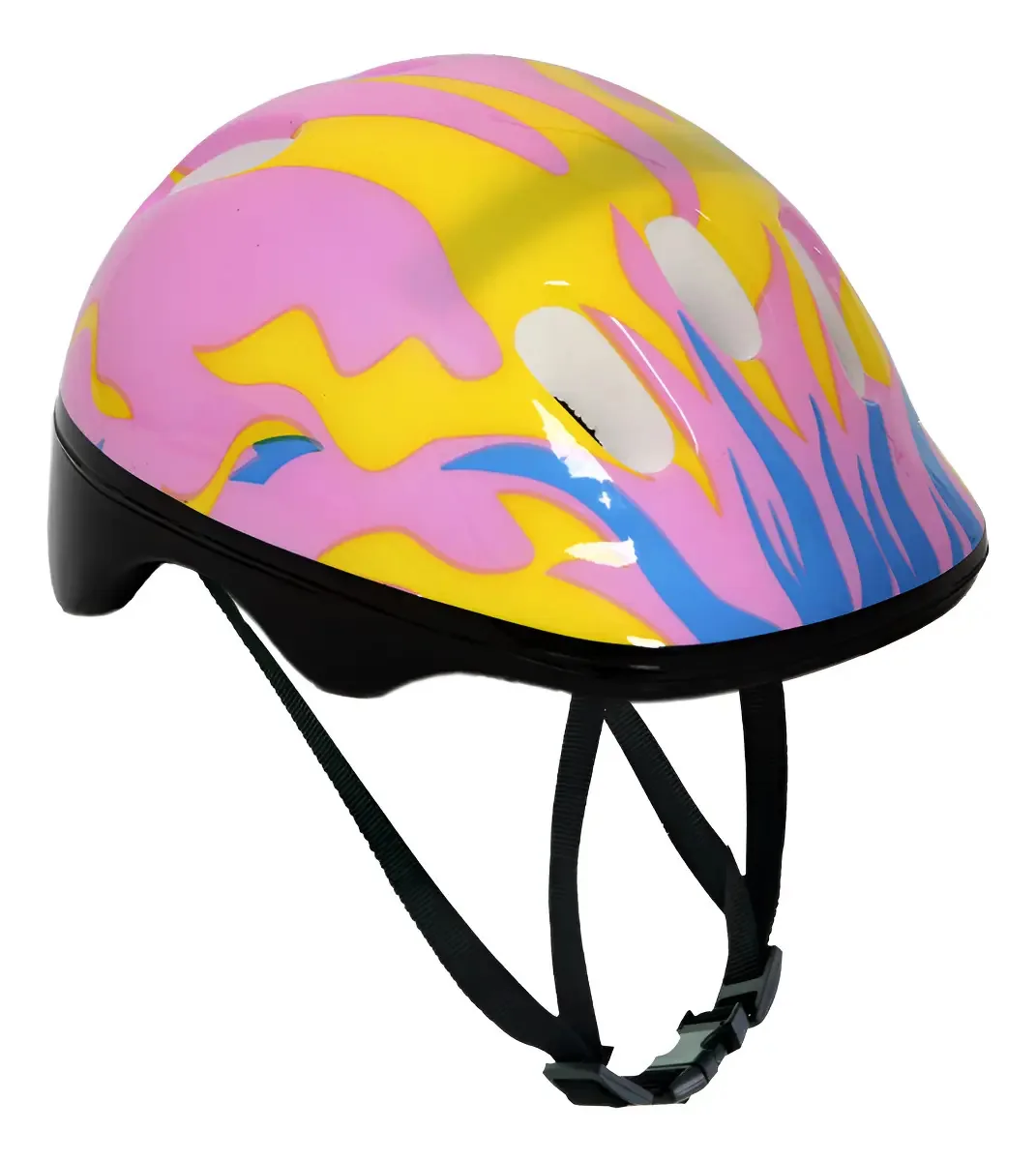 Kit De Proteção Infantil Rosa Chamas Com Capacete Joelheira