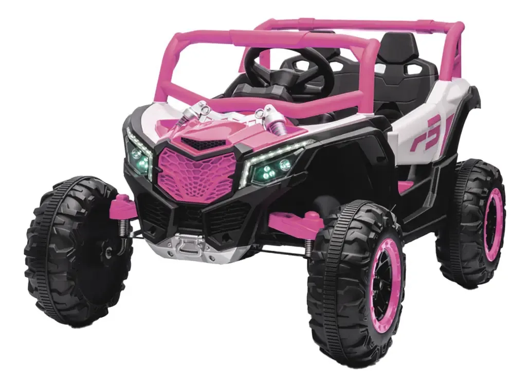 Jipe Criança Mini Elétrico Rosa Bateria Buggy Luz Led + Som