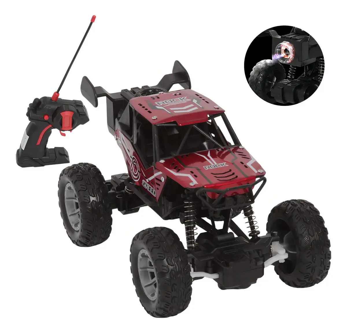 Carrinho Controle Remoto Recarregável Fun Game Buggy 4x4 Fumê LED