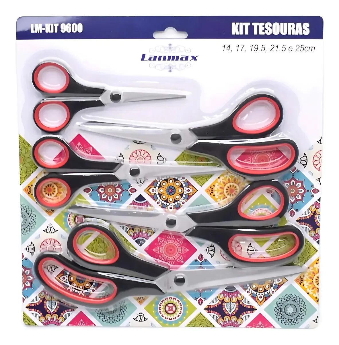 Kit Tesouras De Costura Lanmax Emborrachadas Multiuso 5 Und