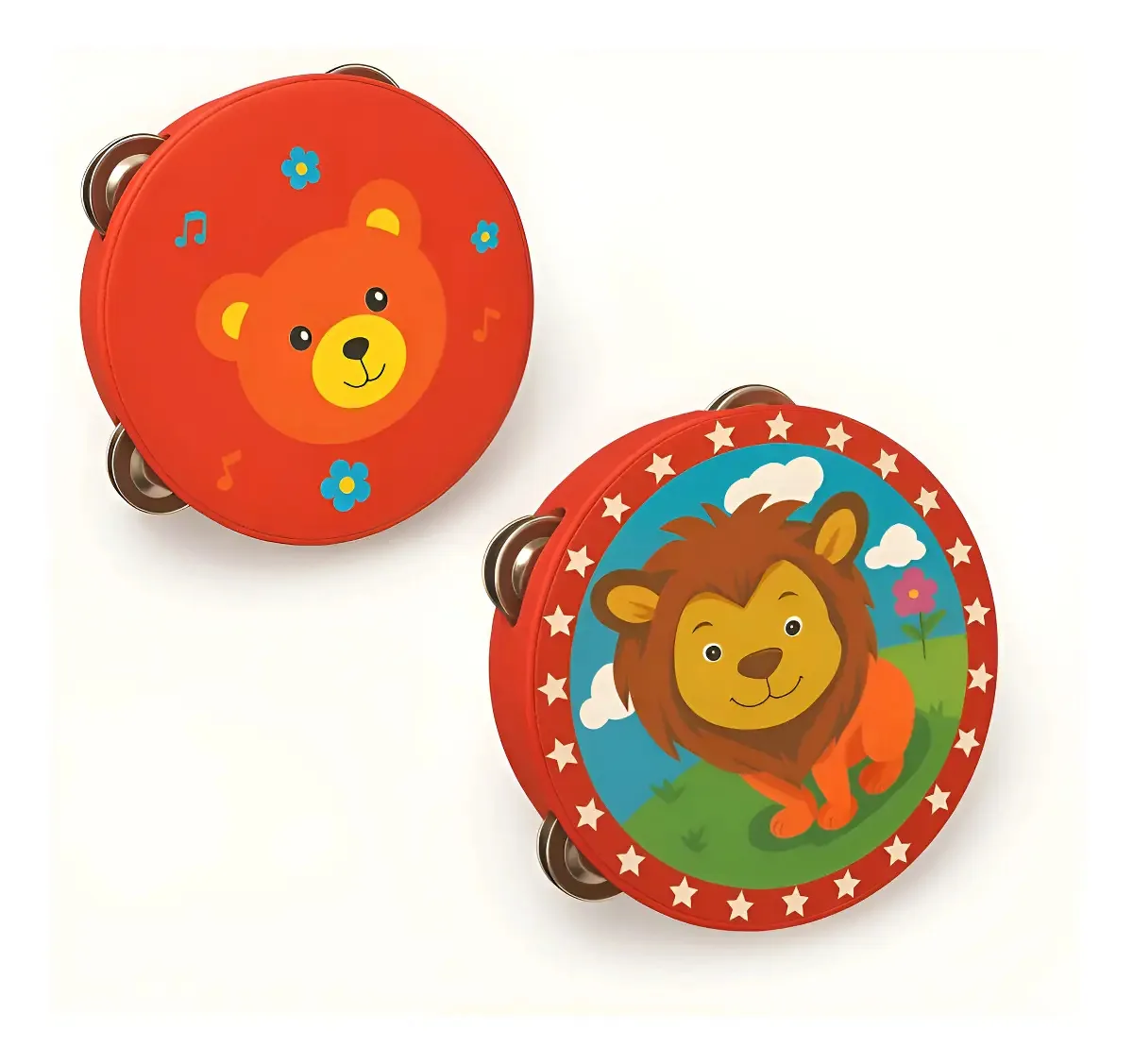Pandeiro Infantil Em Mdf 15cm Colorido