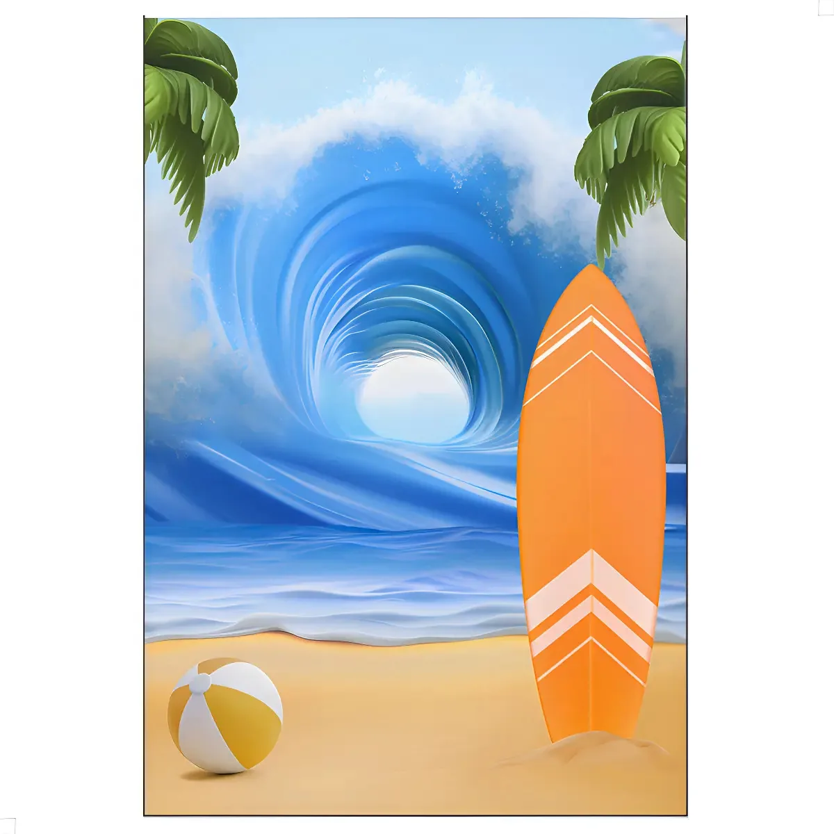 Painel Festa Retangular Praia Casadinho Em Tecido 1,5x2,2m