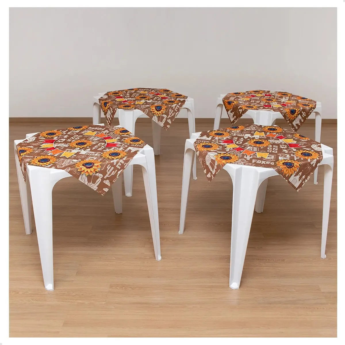 Kit 4 Toalhas Mesa Festa Junina Girassol 75x75 Mesa Posta Decoração Em Tecido Criatema