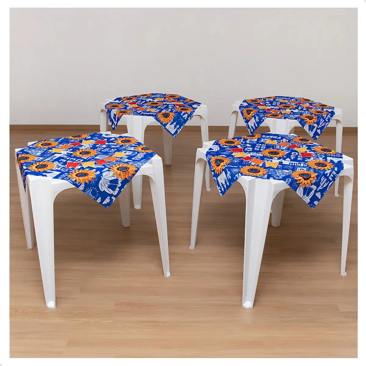 Kit Toalhas Mesa São João Girassol 75x75 Decoração Arraiá Junino Em Tecido Criatema