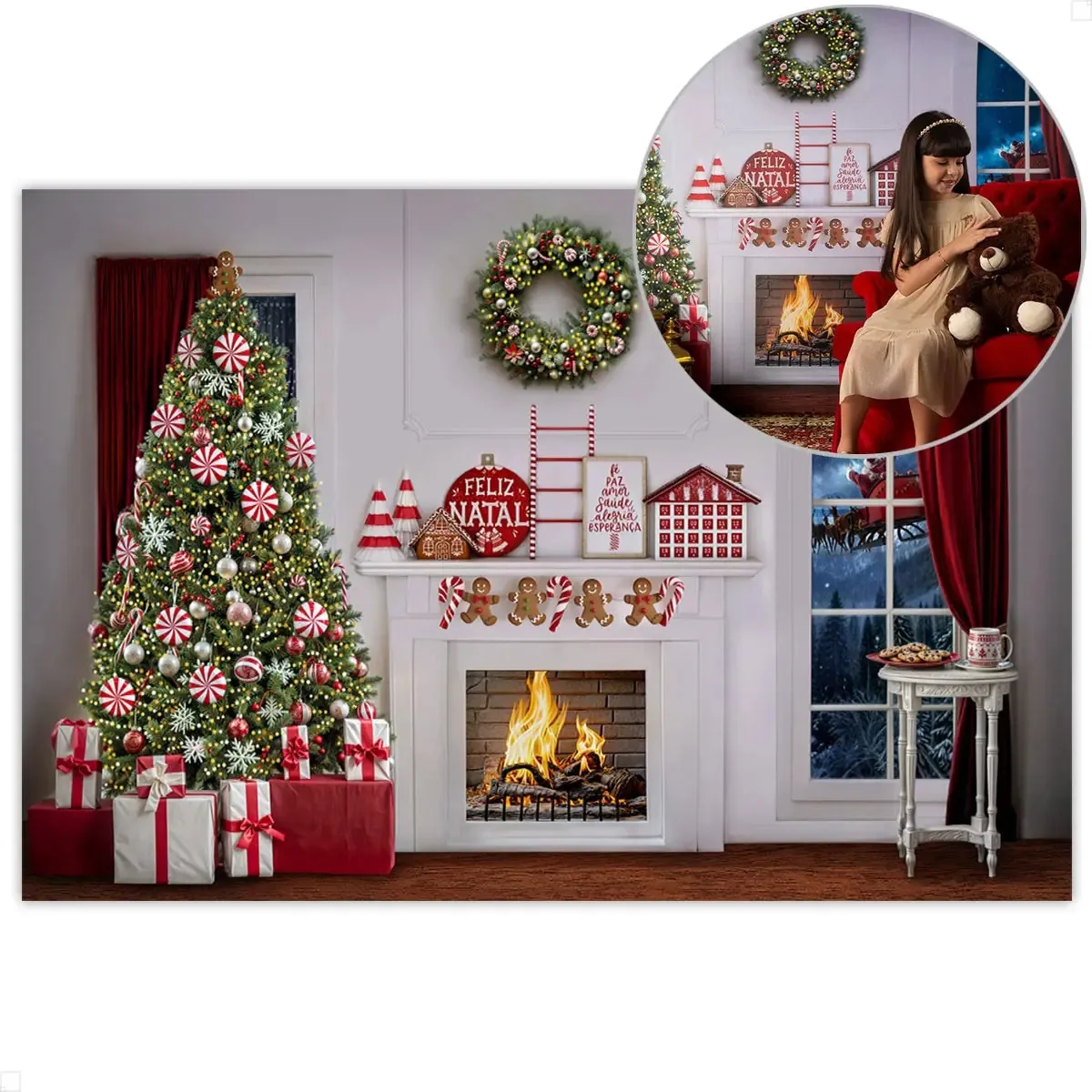 Fundo Fotográfico Cenário Sublimado 3d 2,6x1,7 - Natal Doces Horizontal Natal Doces