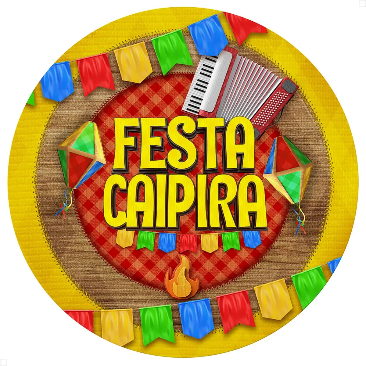 Painel De Festa Sublimado Redondo Festa Junina 1,50m Arraiá C/ Elástico Festa Caipira