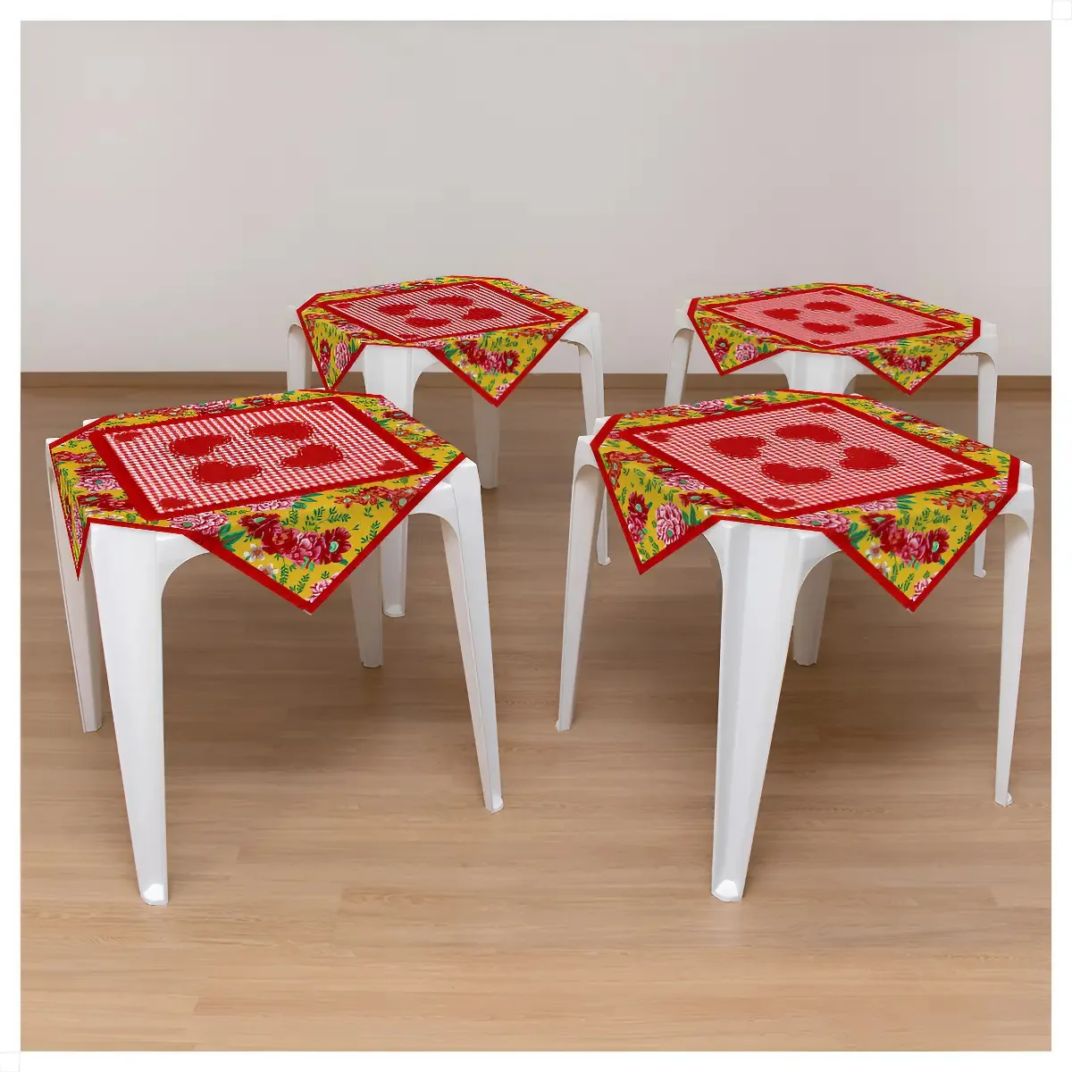 Kit Toalha De Mesa São João Chita Junina 75x75 Decoração Festa Arraiá Em Tecido Criatema