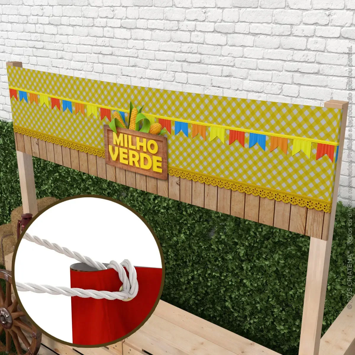 Faixa Para Barraca Festa Junina 2x0,50m Decoração Milho Verde Arraiá Em Tecido Criatema