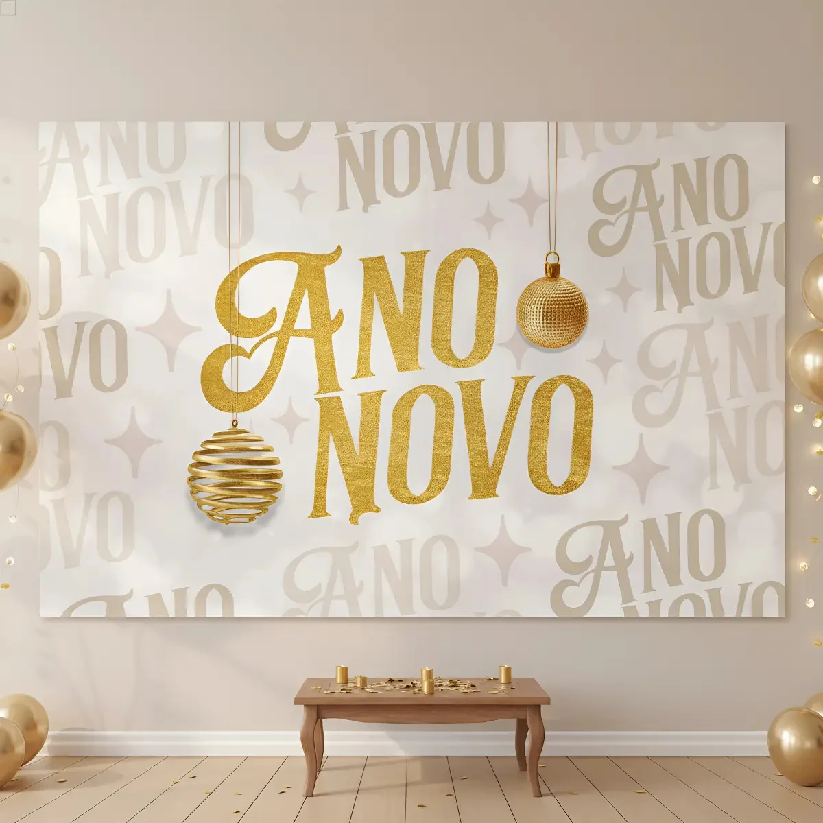 Painel De Festa Ano Novo Horizontal Decorativo Festa Reveillon Fim De Ano Sublimado 2,0x1,50m Criatema