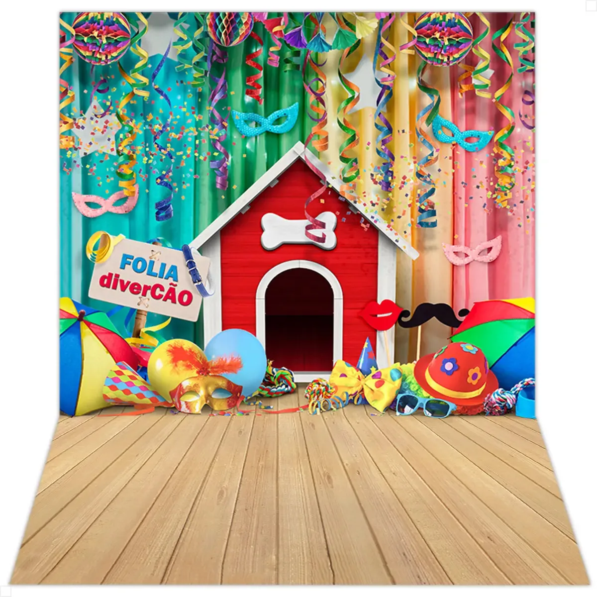 Fundo Fotográfico Carnaval Pet Cenário Para Fotografia Pet Shop Em Tecido 1,20x1,70m Criatema