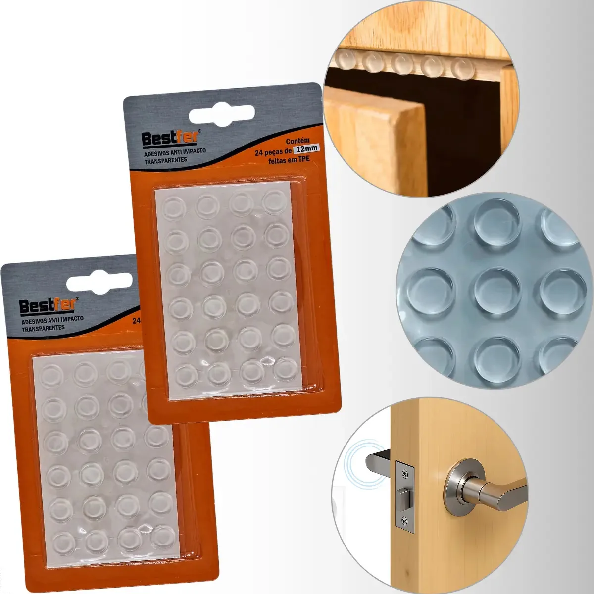 Adesivo Anti Impacto 48 Peças Gota Silicone 12 Mm Mesa Vidr