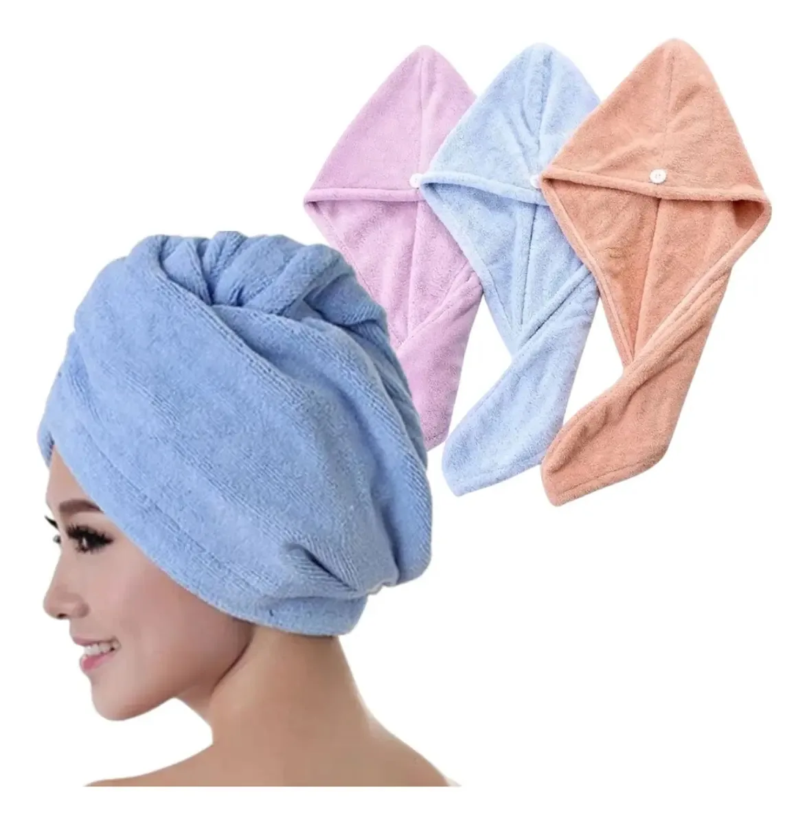 Toalha De Cabeça Secar Cabelo Em Microfibra Beleza Express
