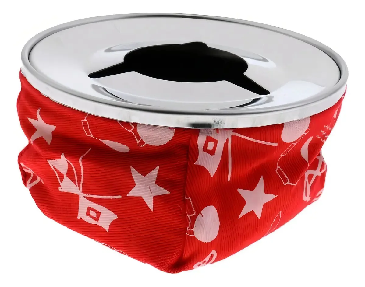 Cinzeiro Inox E Tecido Com Desenhos Náuticos Vermelho